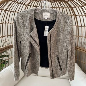 Black and white tweed Loft jacket with zippers